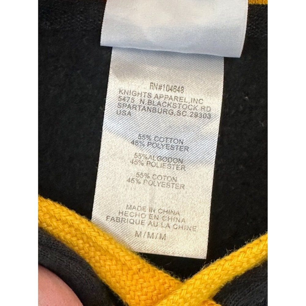 NHL Boston Bruins Hoodie Mens Medium Black Yellow Lace Up Hockey Sweatshirt - Picture 8 of 8